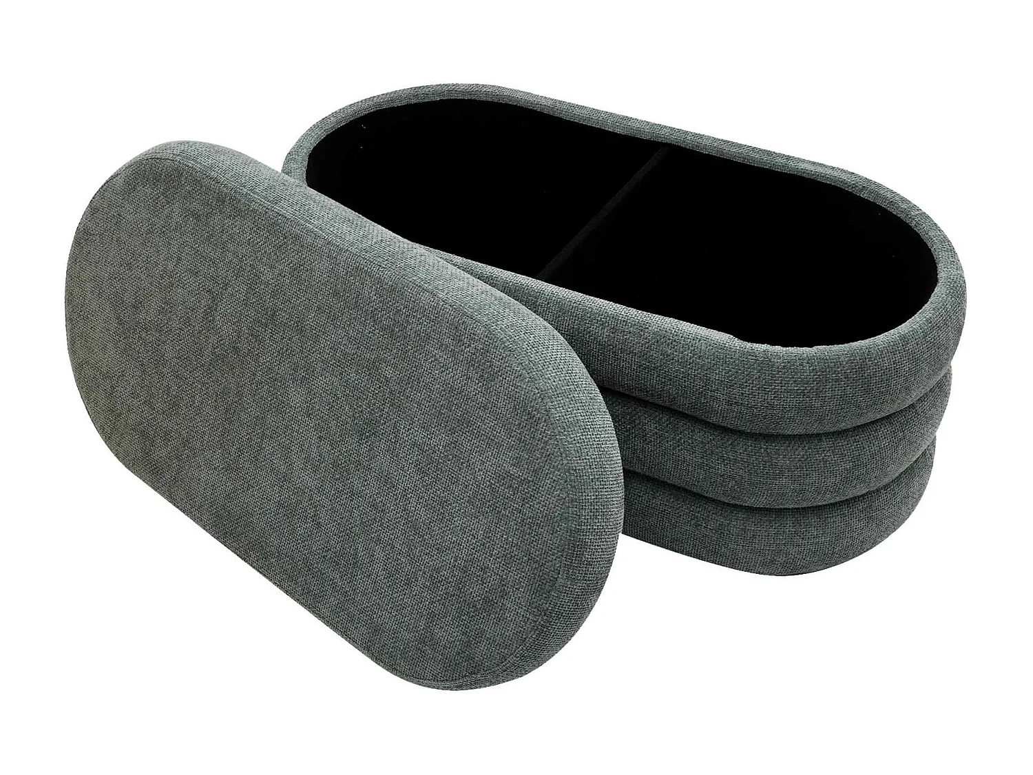 Pouf avec rangement Fagus 38x76x38 Tissu Polyester MDF Gris Moderne