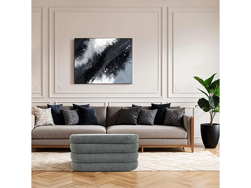 Pouf Contenitore Rebecca Mobili Fagus 38x76x38 Tessuto Poliestere MDF Grigio Moderno