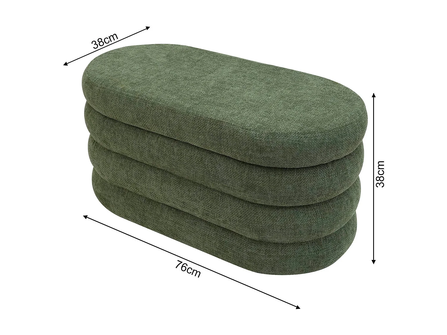 Pufe com armazenamento Rebecca Mobili Zeytin 38x76x38 Tecido de Poliéster MDF Verde escuro Moderno