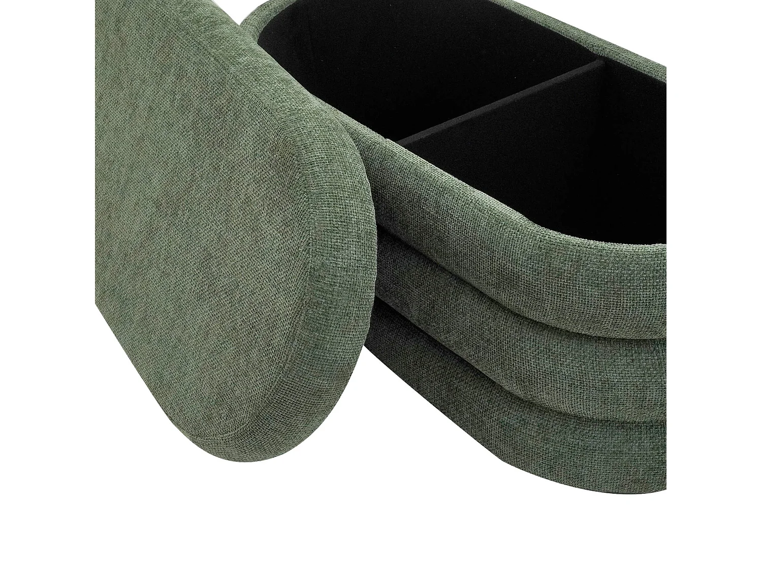 Pufe com armazenamento Rebecca Mobili Zeytin 38x76x38 Tecido de Poliéster MDF Verde escuro Moderno