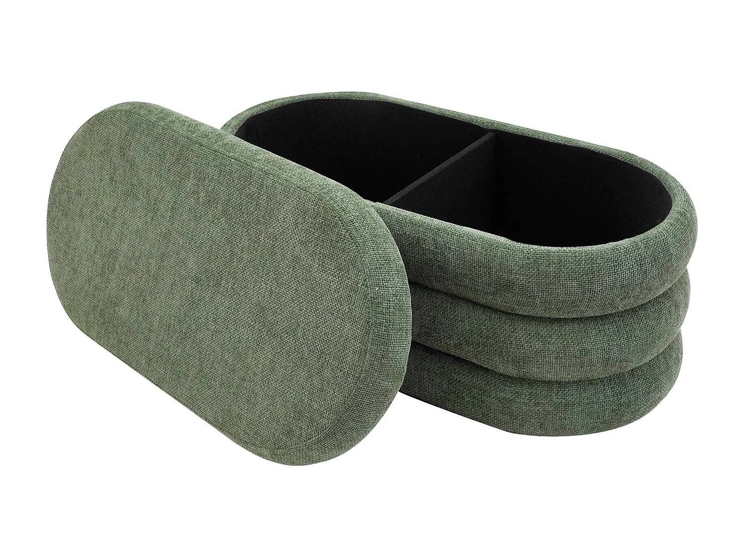 Pufe com armazenamento Rebecca Mobili Zeytin 38x76x38 Tecido de Poliéster MDF Verde escuro Moderno