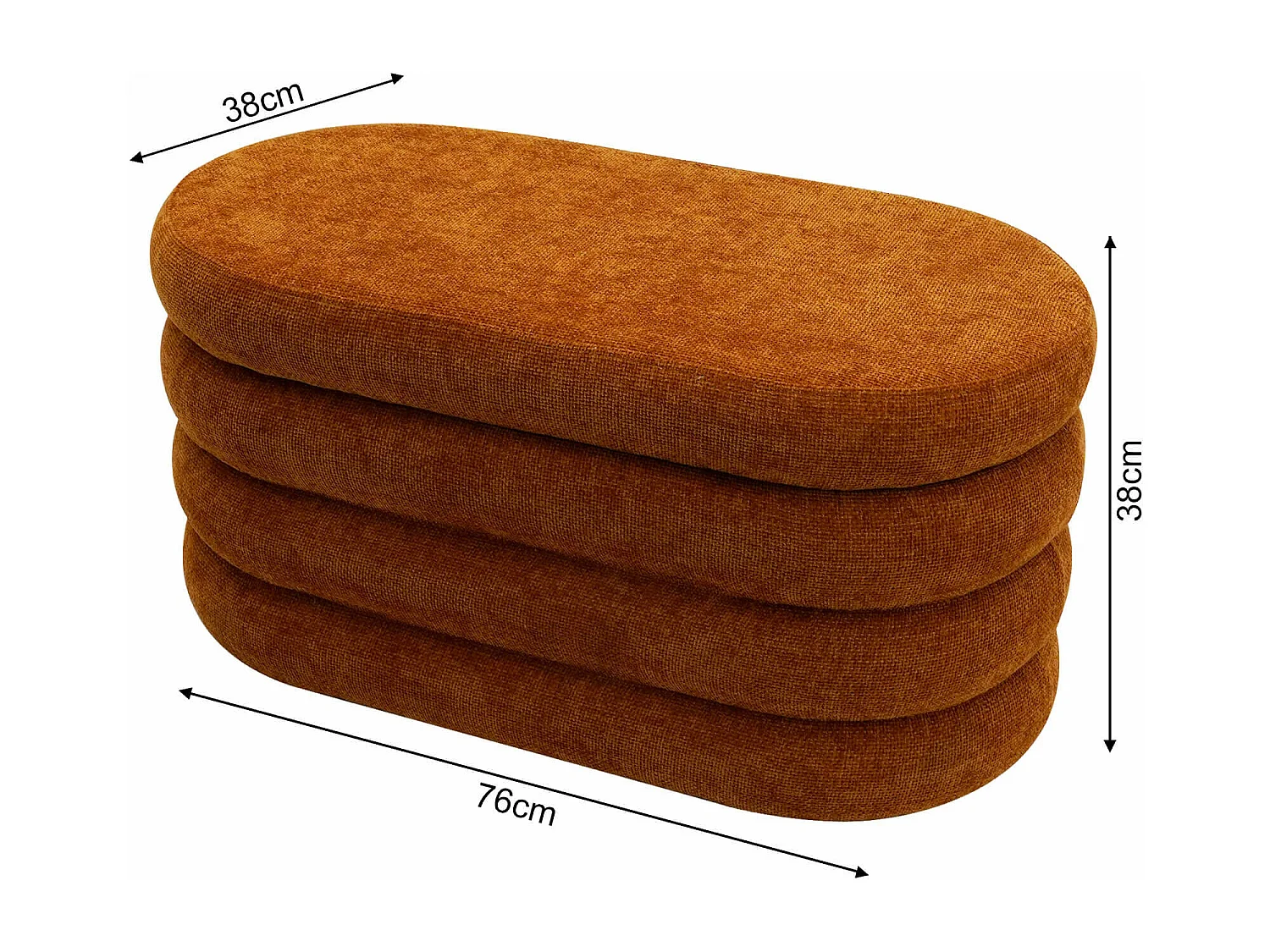 Pouf avec rangement Olinia 38x76x38 Tissu Polyester MDF Orange Moderne