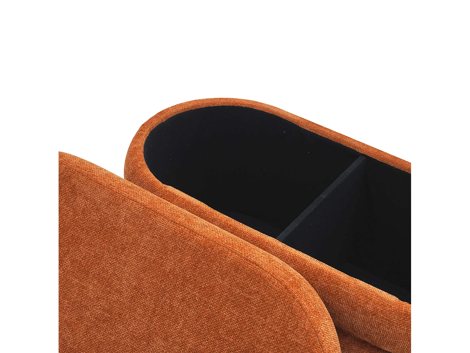 Pouf avec rangement Olinia 38x76x38 Tissu Polyester MDF Orange Moderne