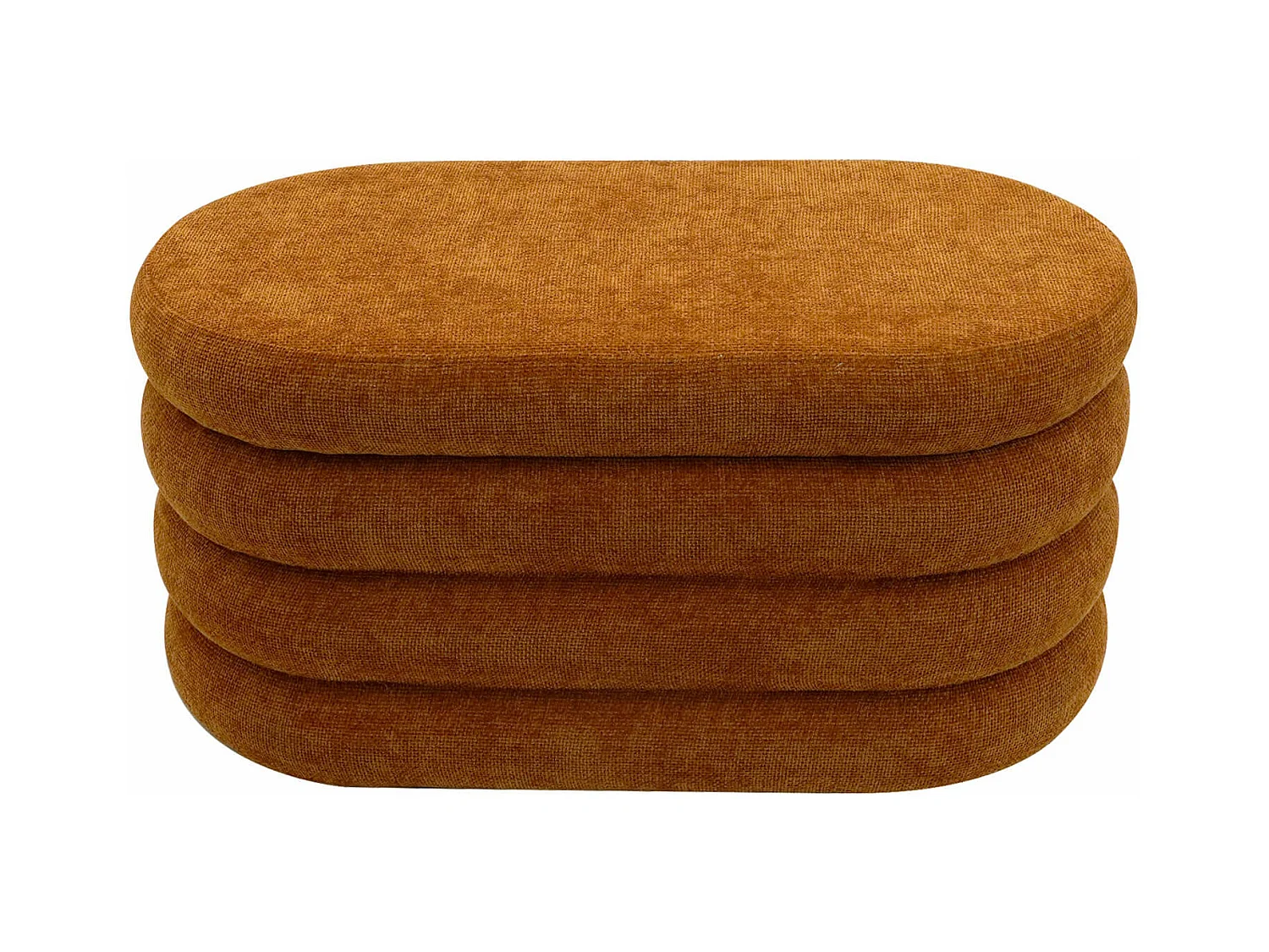 Pouf Contenitore Rebecca Mobili Olinia 38x76x38 Tessuto Poliestere MDF Arancione Moderno