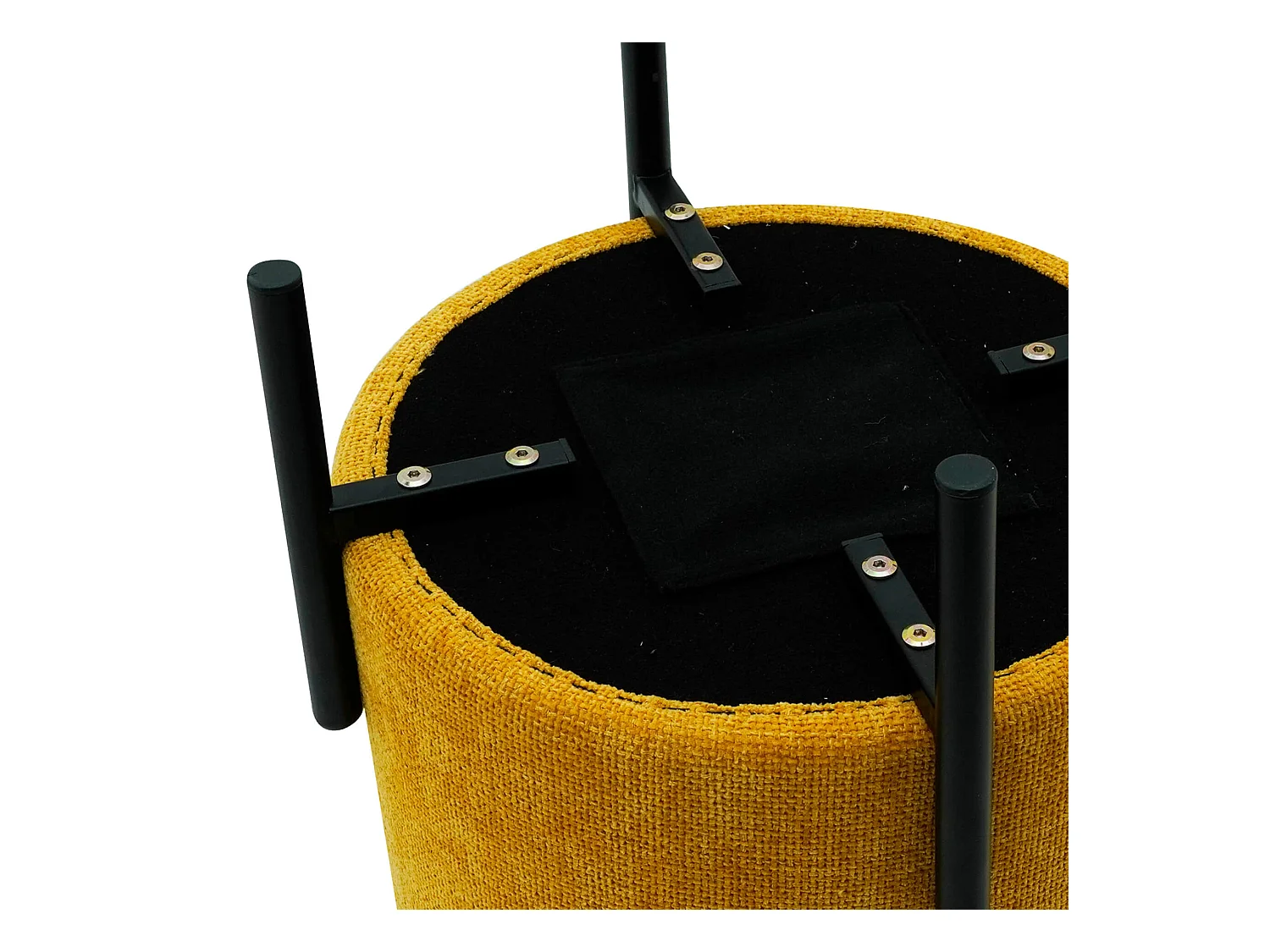 Pouf Cerro 43,5x38x38 Tissu Polyester Acier Jaune Noir Moderne