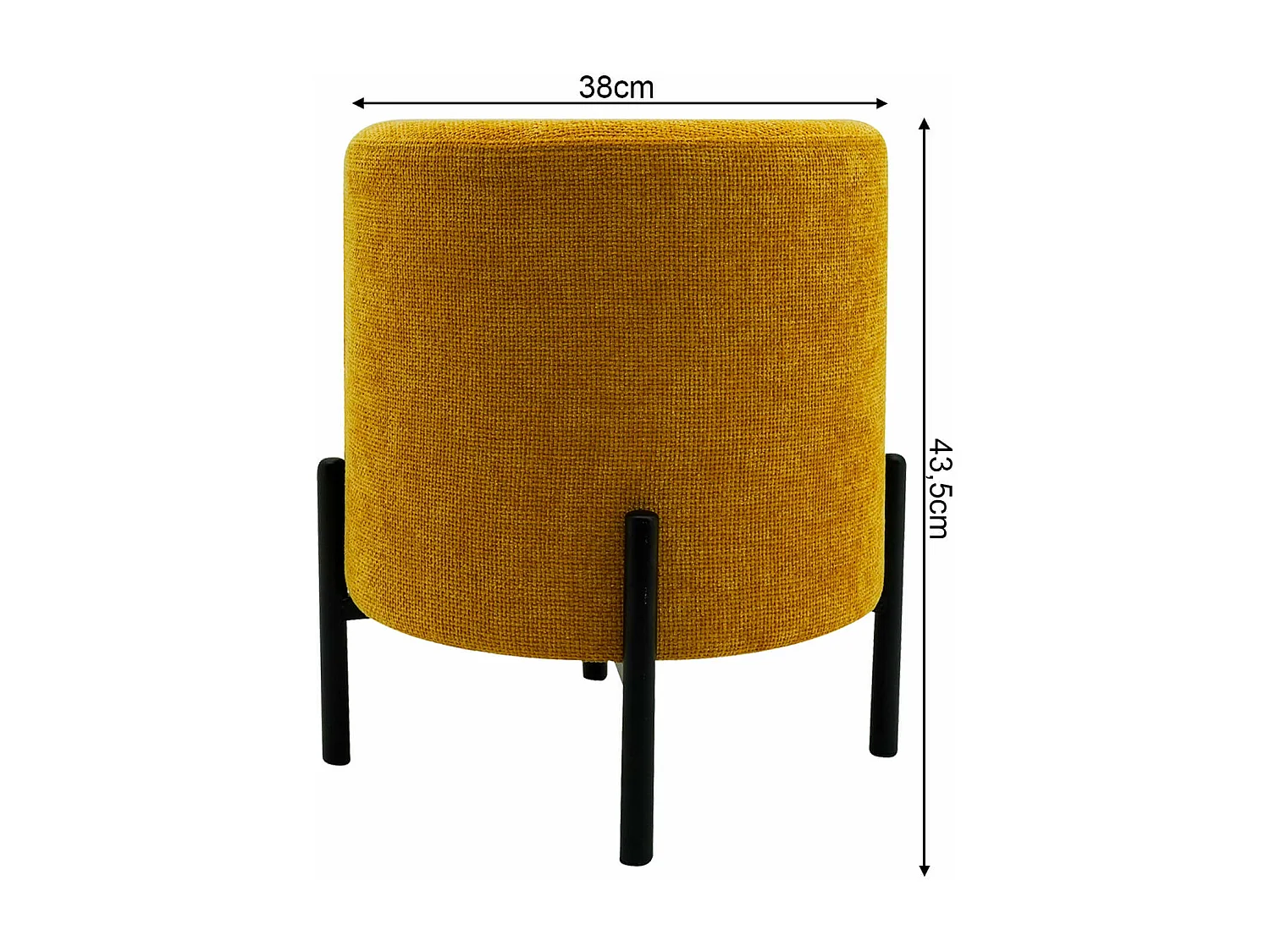 Pouf Cerro 43,5x38x38 Tissu Polyester Acier Jaune Noir Moderne