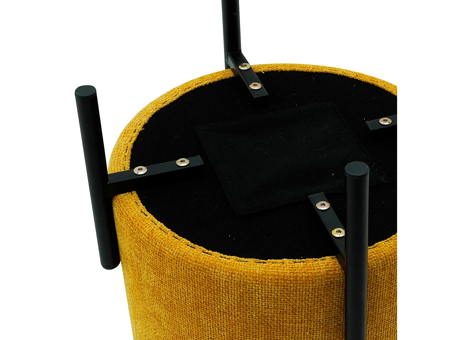 Pouf Cerro 43,5x38x38 Tissu Polyester Acier Jaune Noir Moderne