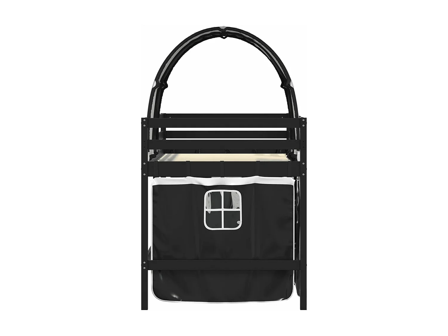 Lit mezzanine enfants et tunnel blanc/noir 90x200 cm pin massif