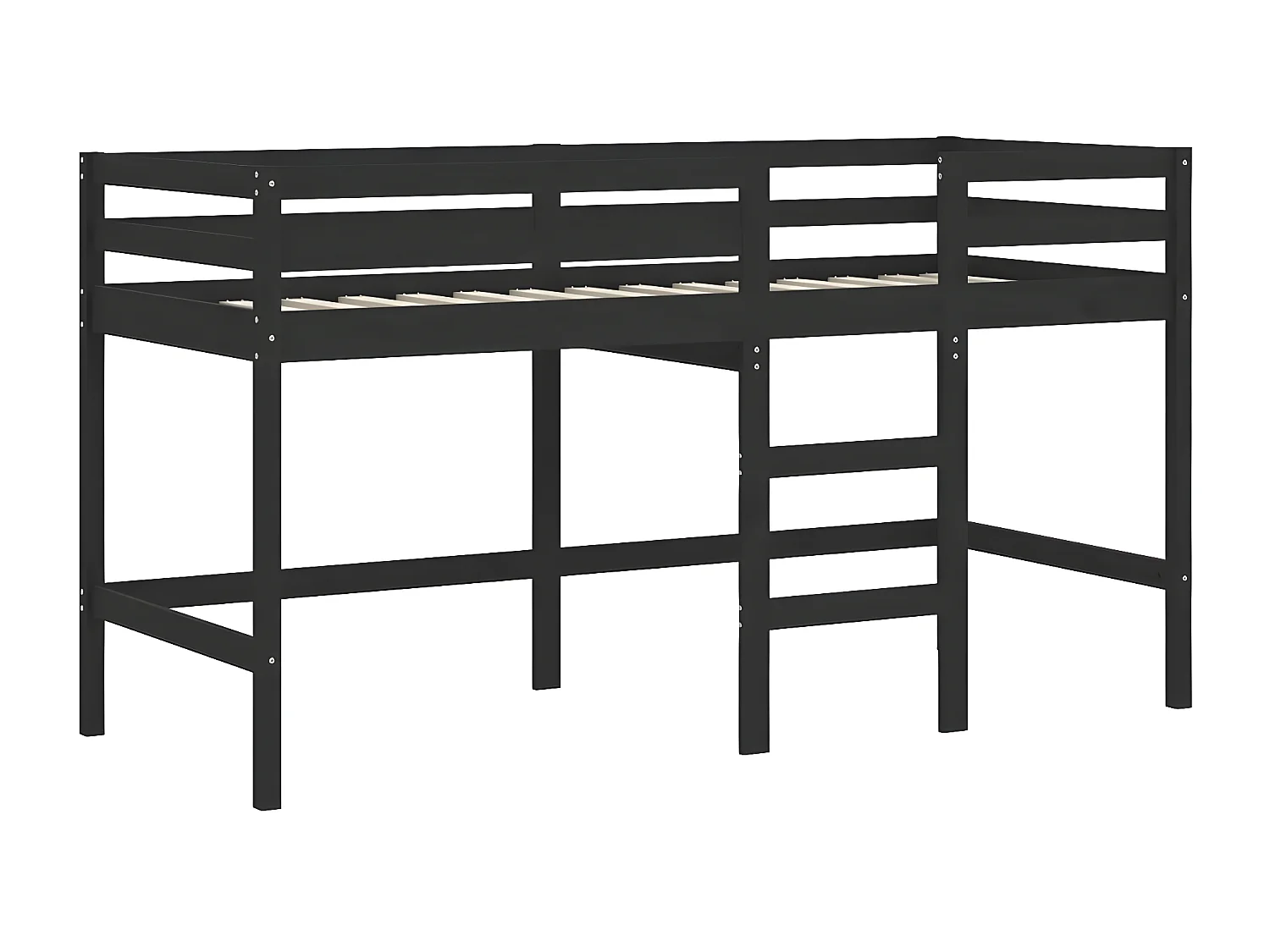 Lit mezzanine enfants et tunnel blanc/noir 90x200 cm pin massif