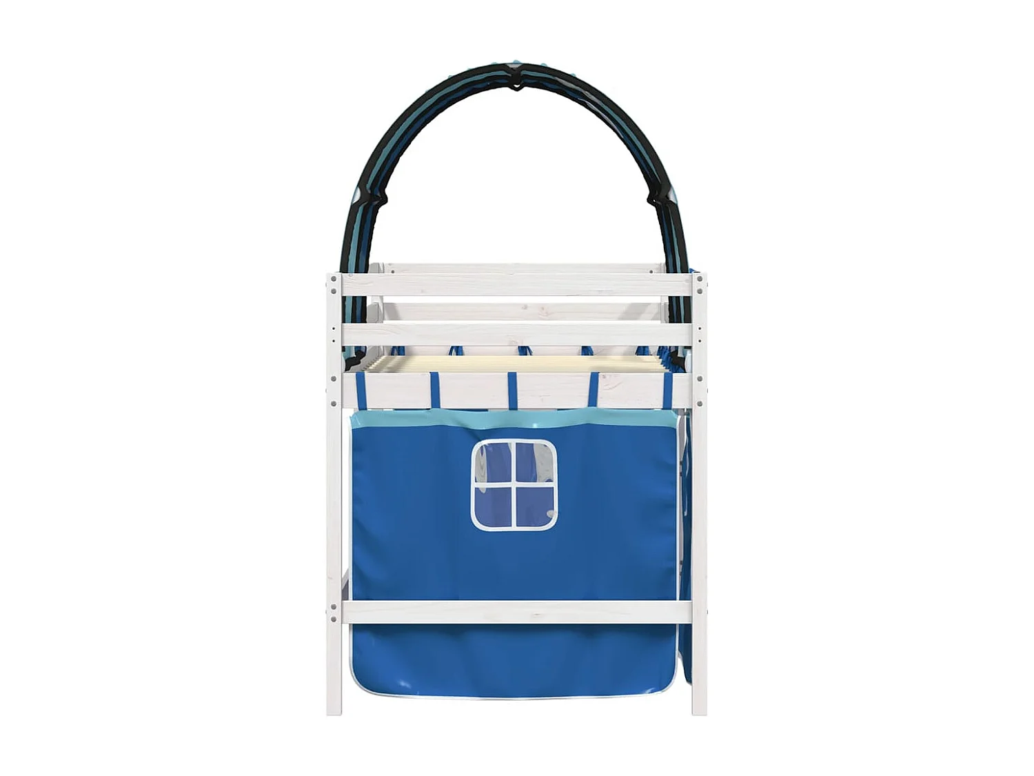 Lit mezzanine enfants et tunnel bleu 90x190 cm bois pin massif