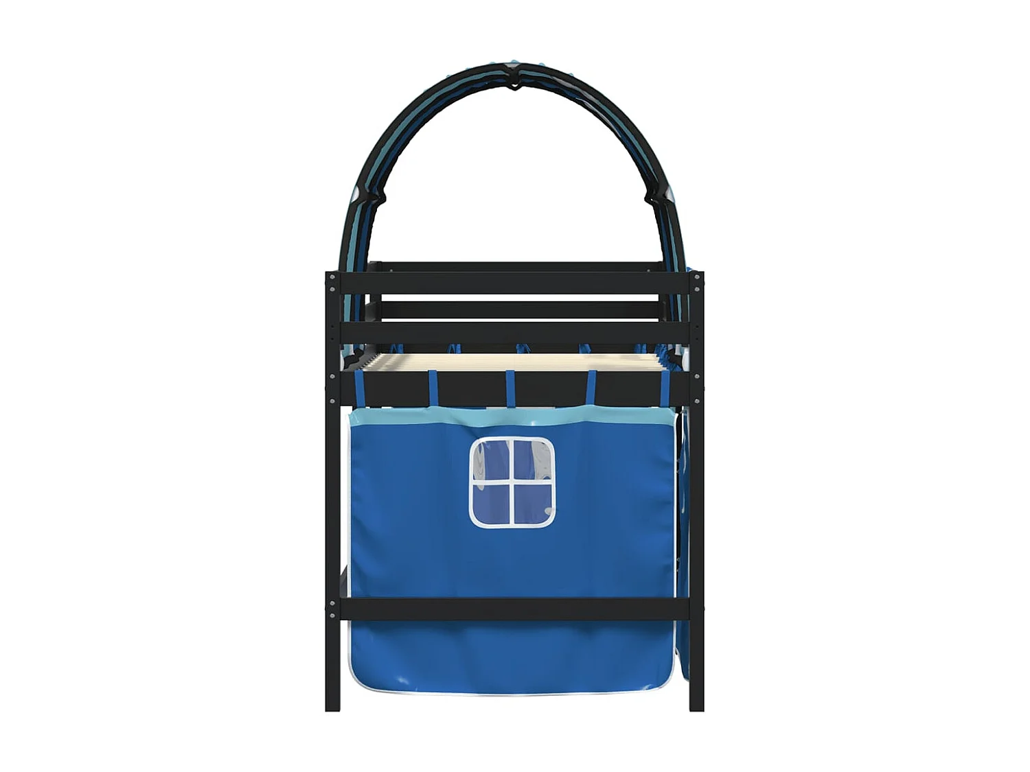 Lit mezzanine enfants et tunnel bleu 90x200cm bois pin massif