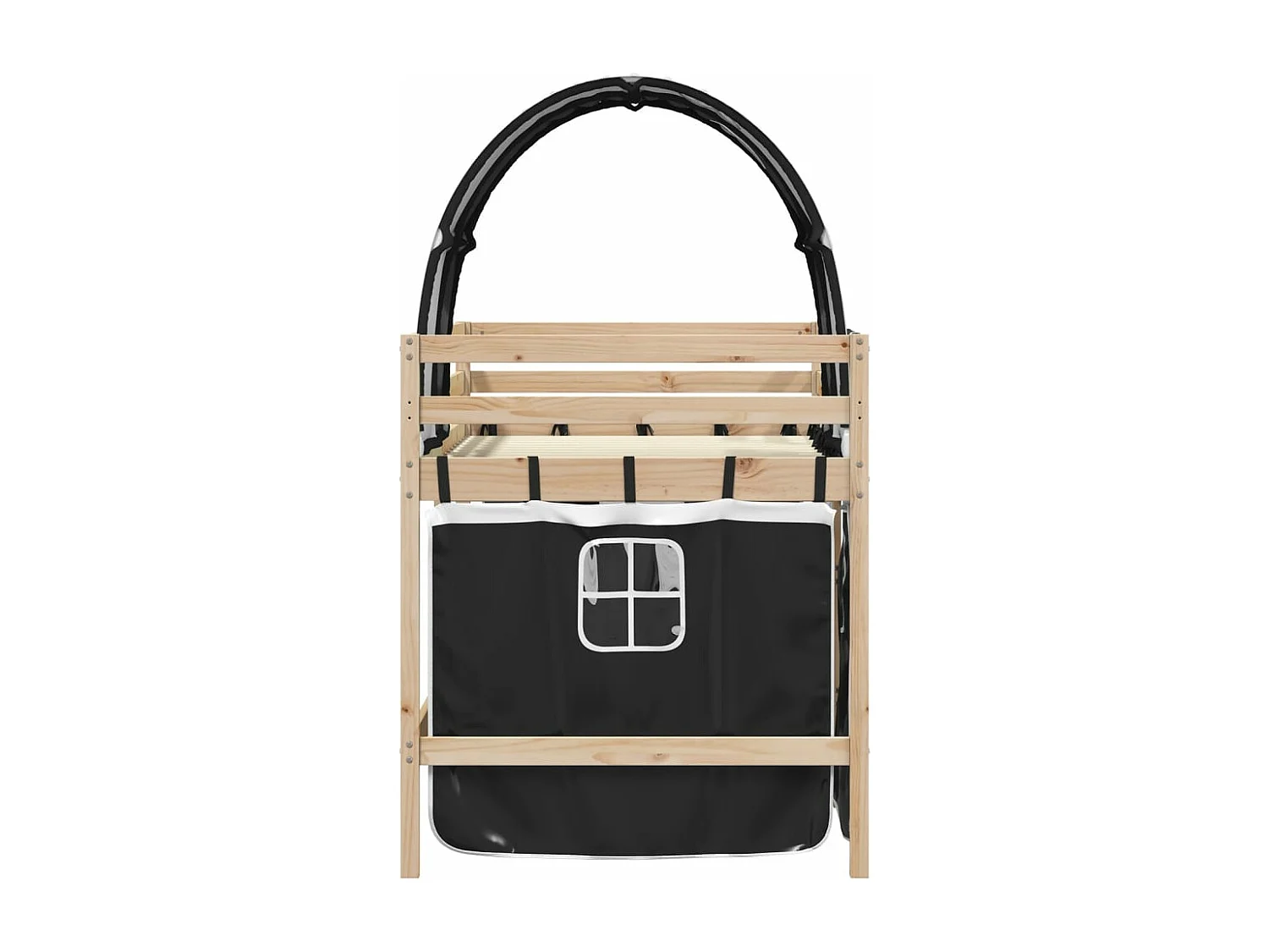 Lit mezzanine enfants et tunnel blanc/noir 90x190 cm pin massif