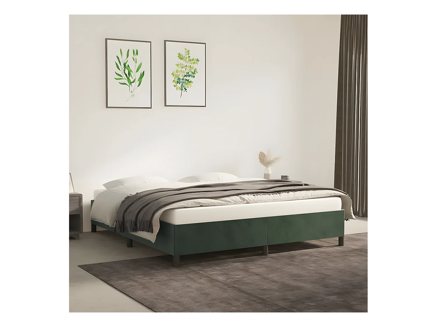 Cadre de lit Vert foncé 160x200 cm Velours