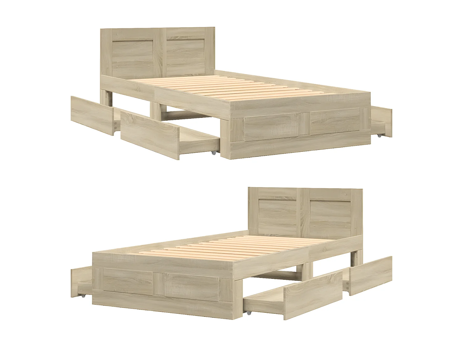 Estrutura cama c/ cabeceira derivados madeira carvalho sonoma