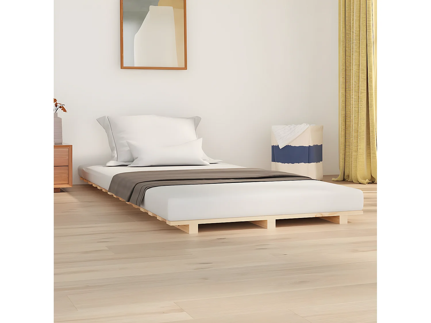 Estructura de cama madera maciza de pino 90x190 cm