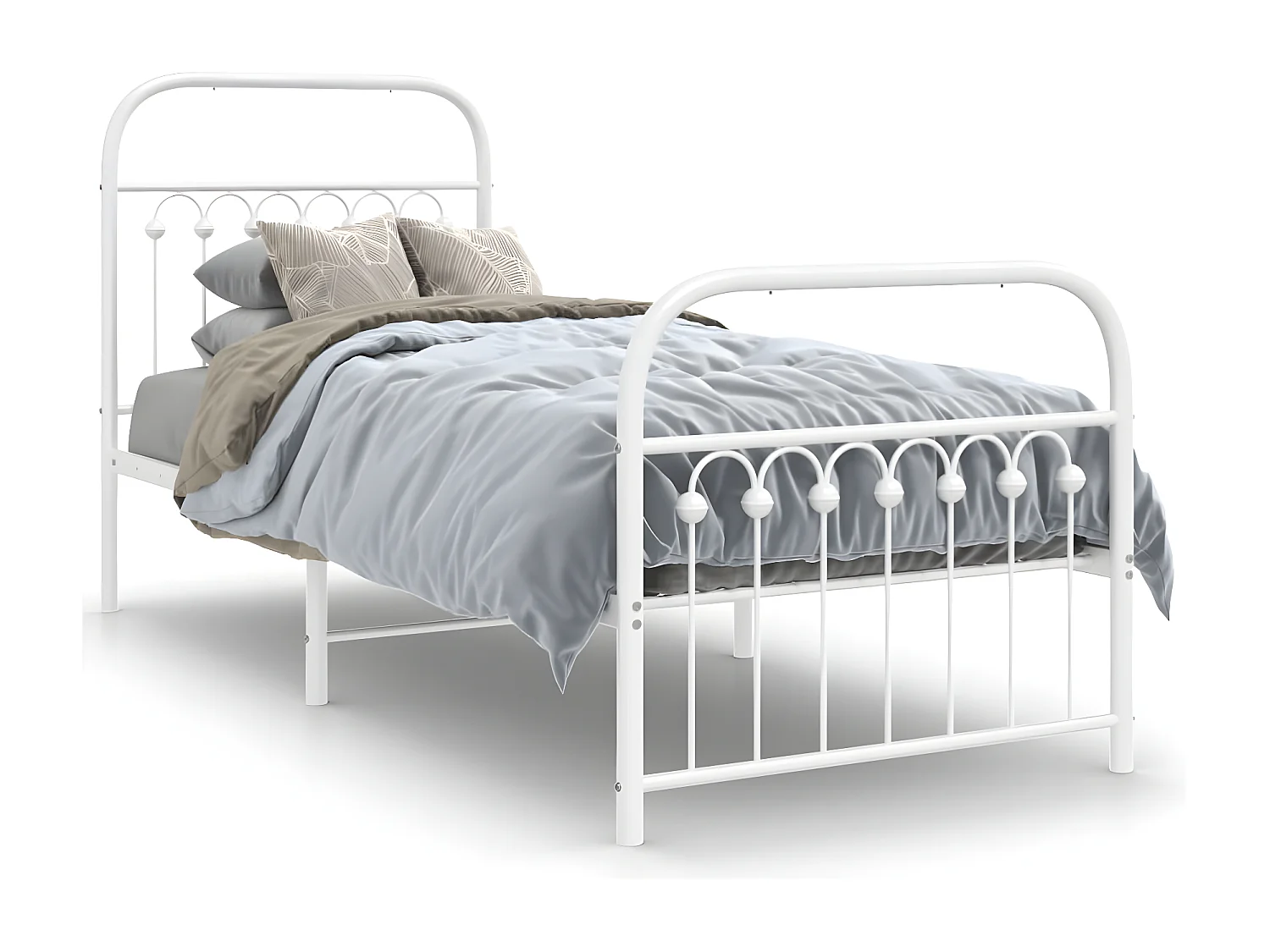 Estructura cama metal con cabecero y pie cama blanca 75x190 cm