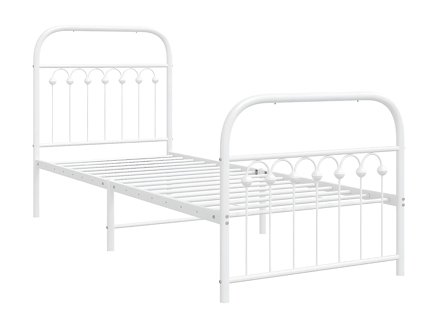 Estructura cama metal con cabecero y pie cama blanca 75x190 cm