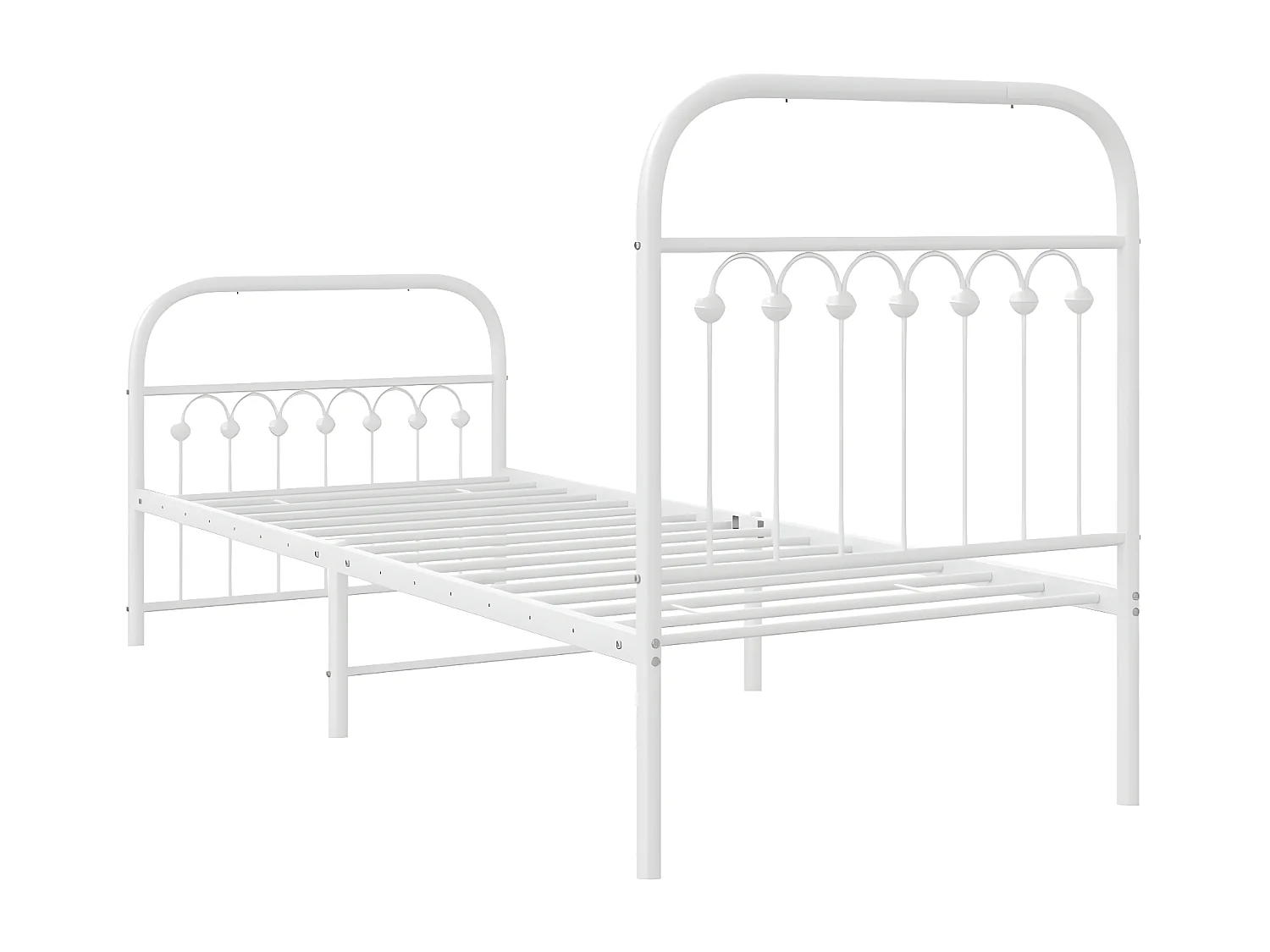 Estructura cama metal con cabecero y pie cama blanca 75x190 cm