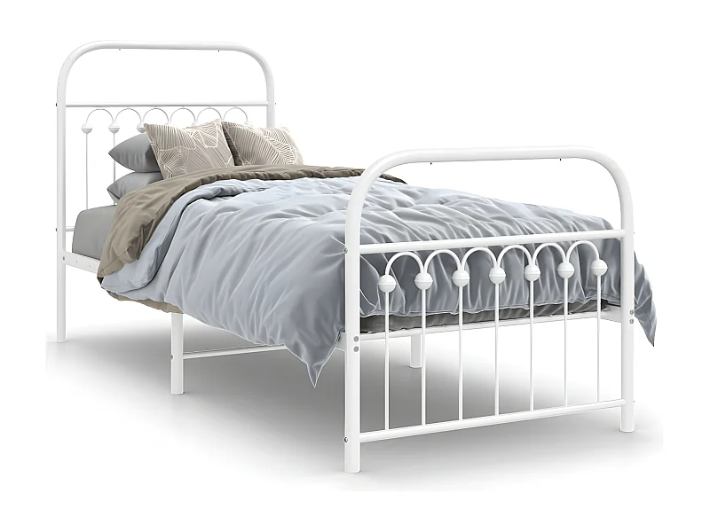 Estructura cama metal con cabecero y pie cama blanca 75x190 cm