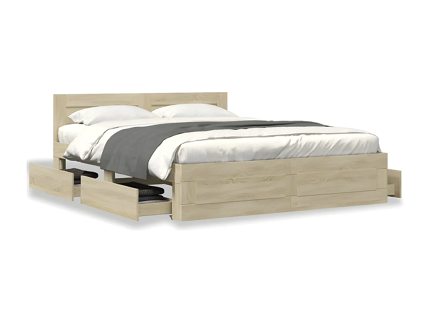 Cama con cabecero madera de ingeniería roble Sonoma 160x200 cm