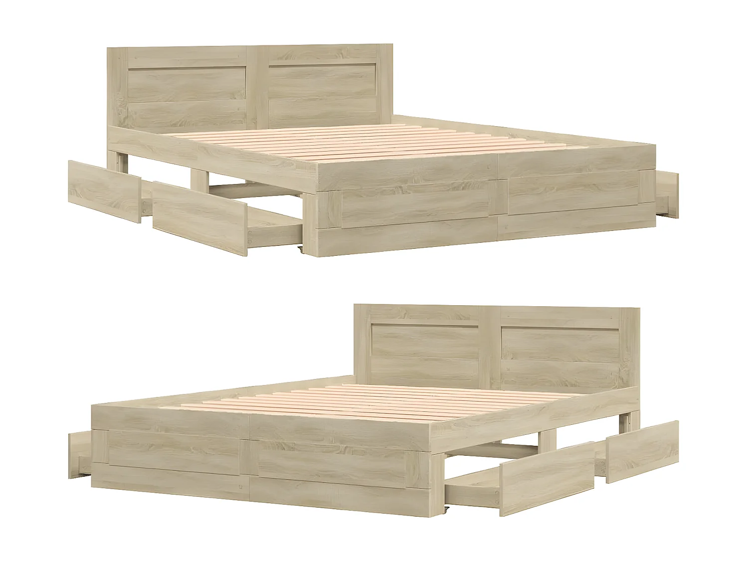 Cama con cabecero madera de ingeniería roble Sonoma 160x200 cm