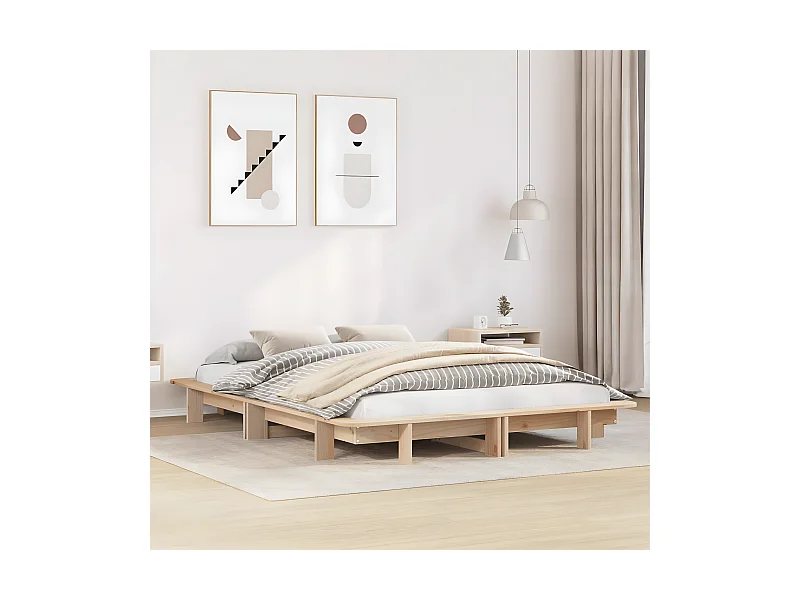 Estructura de cama sin colchón madera de pino maciza 120x200 cm