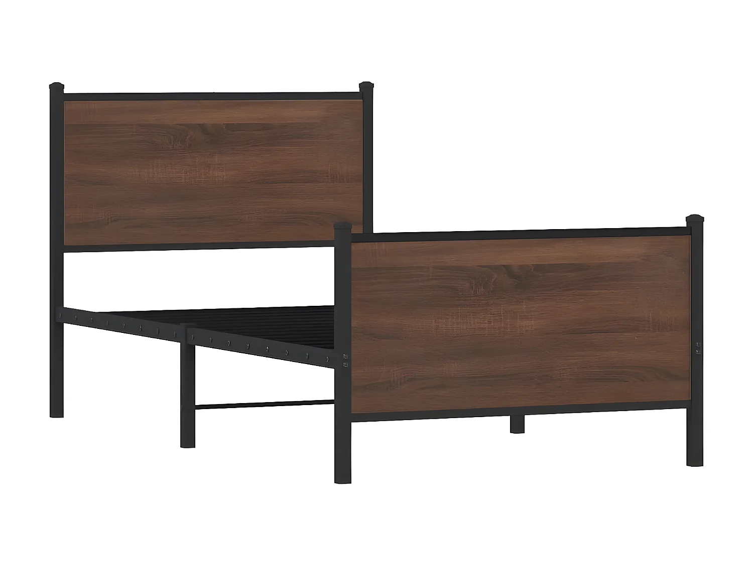 Cama con cabecero y pie de cama metal marrón roble 80x200 cm