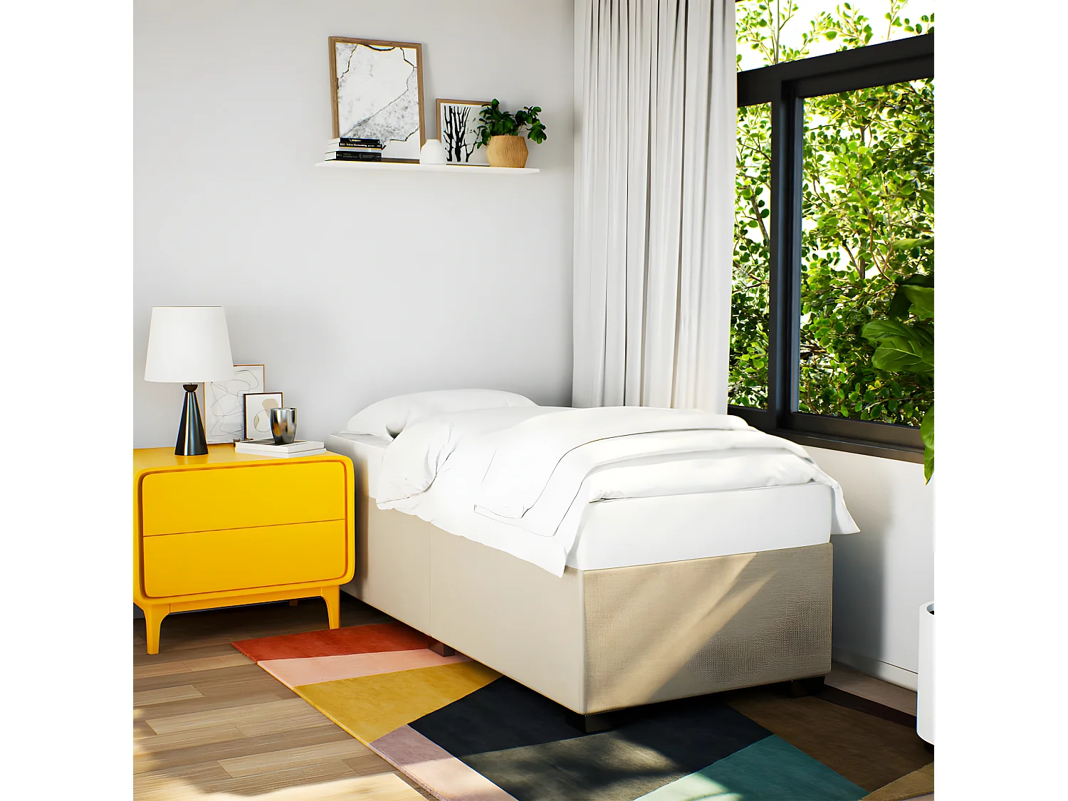 Cadre de lit Crème 90x190 cm Tissu