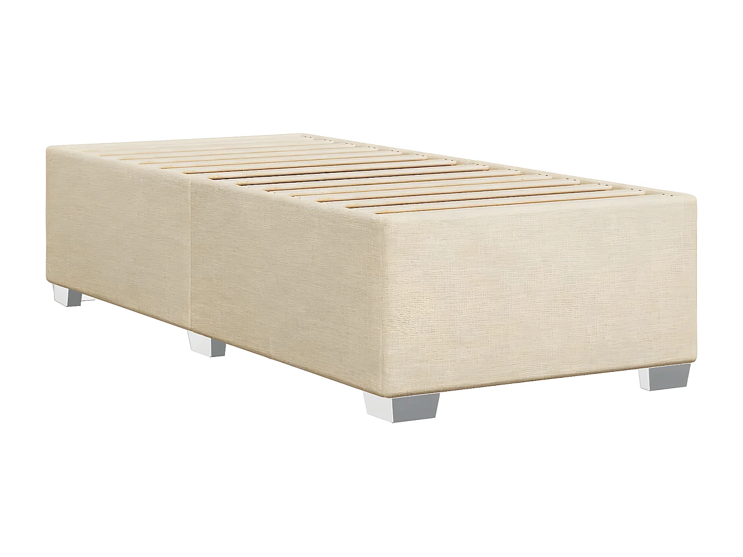 Estructura de cama de tela color crema 90x190 cm