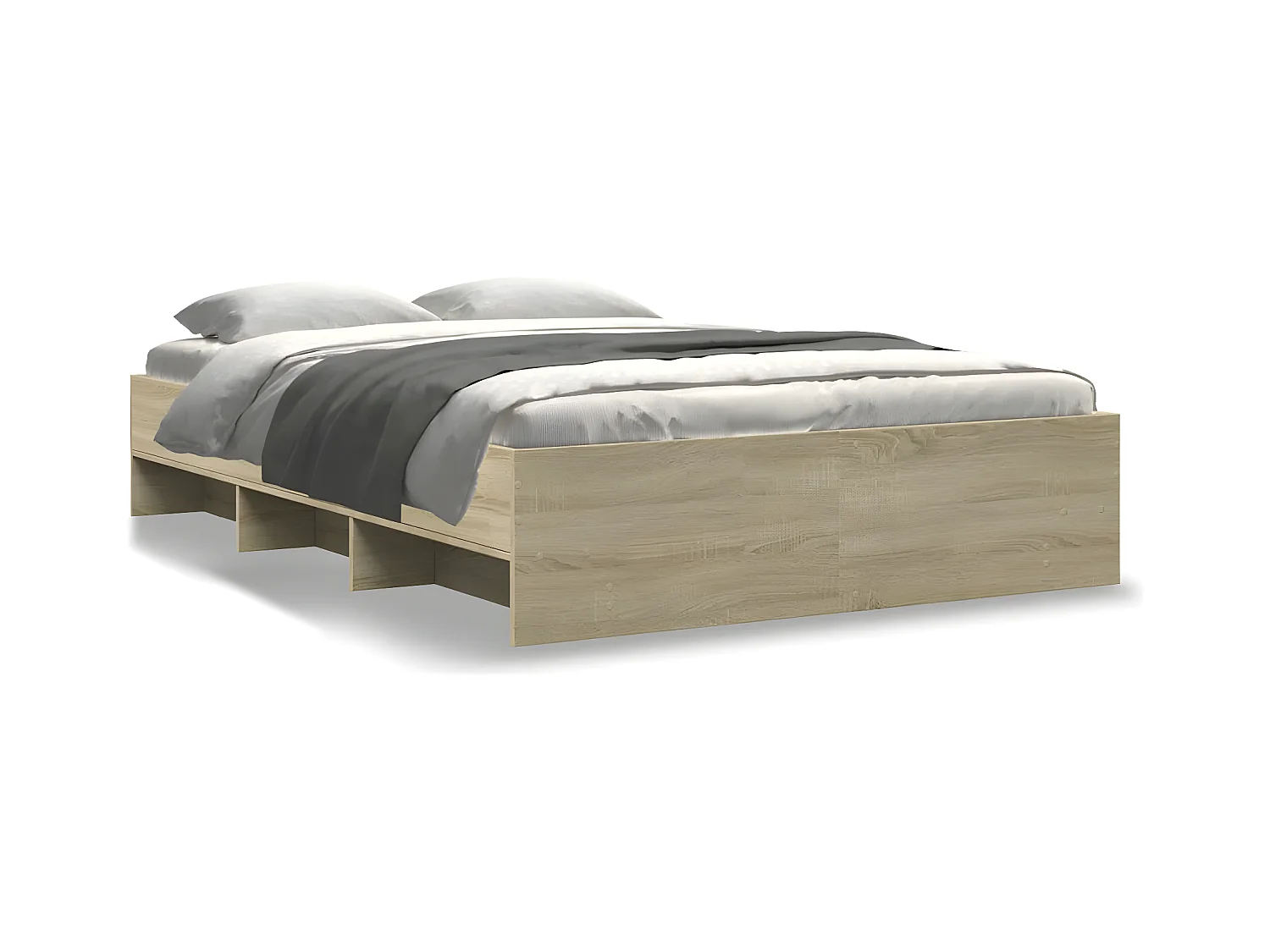 Cadre de lit chêne sonoma 135x190 cm bois d'ingénierie