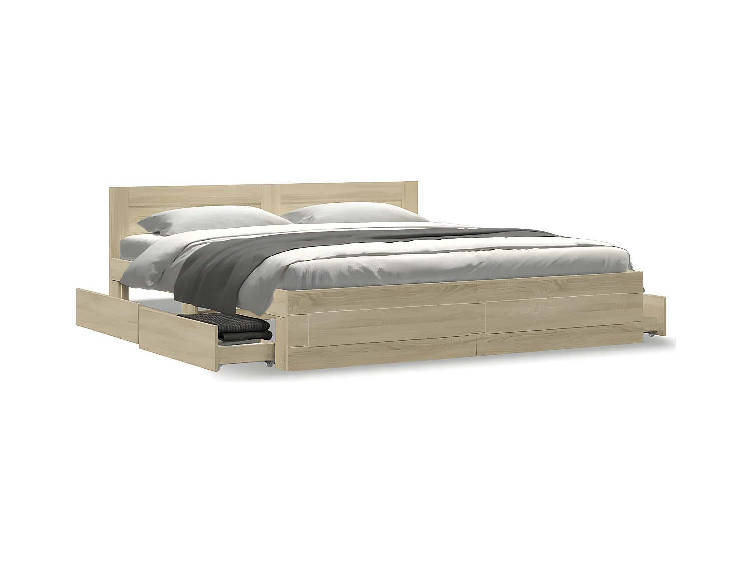 Cama con cabecero madera de ingeniería roble Sonoma 200x200 cm