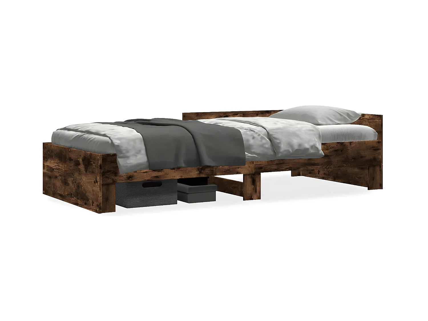 Estructura de cama madera de ingeniería roble ahumado 90x200 cm