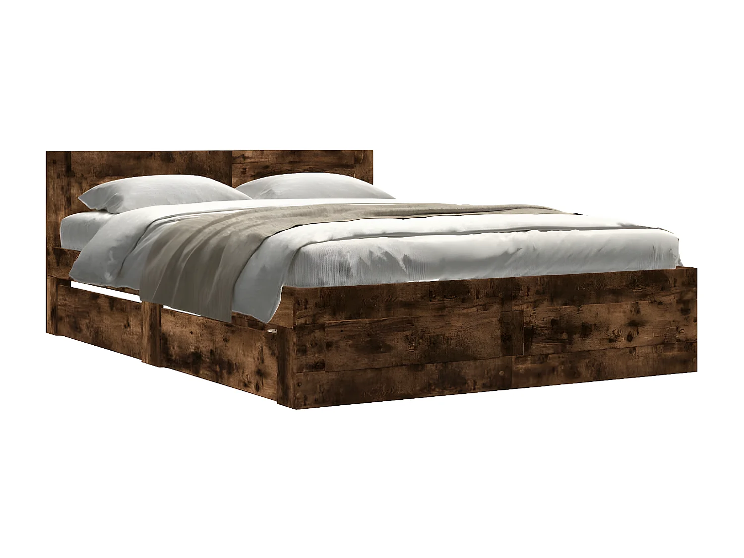 Cama con cabecero madera de ingeniería roble ahumado 140x190 cm