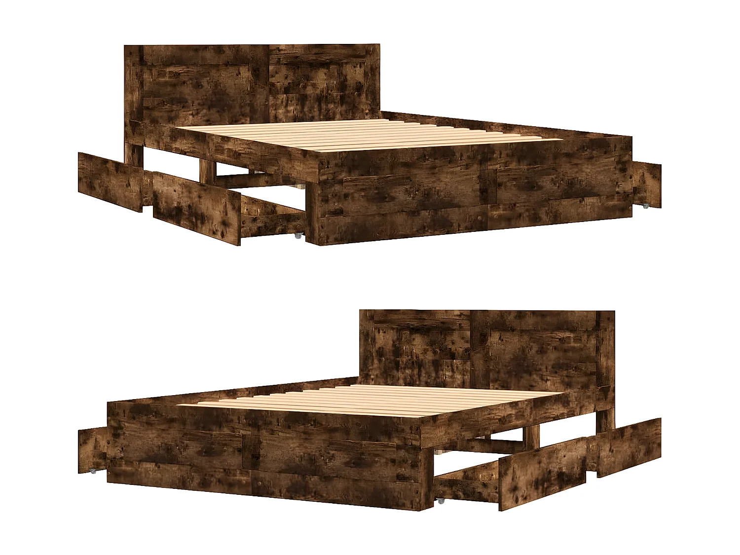 Cama con cabecero madera de ingeniería roble ahumado 140x190 cm