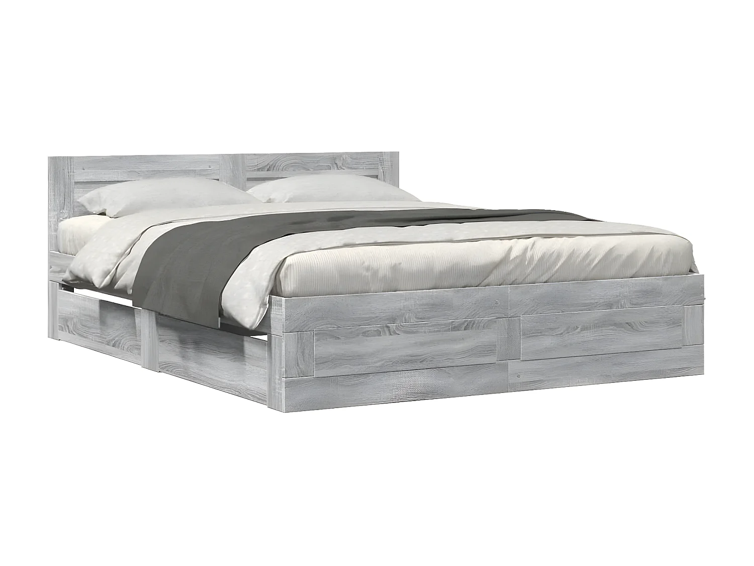 Cama con cabecero madera de ingeniería gris Sonoma 160x200 cm