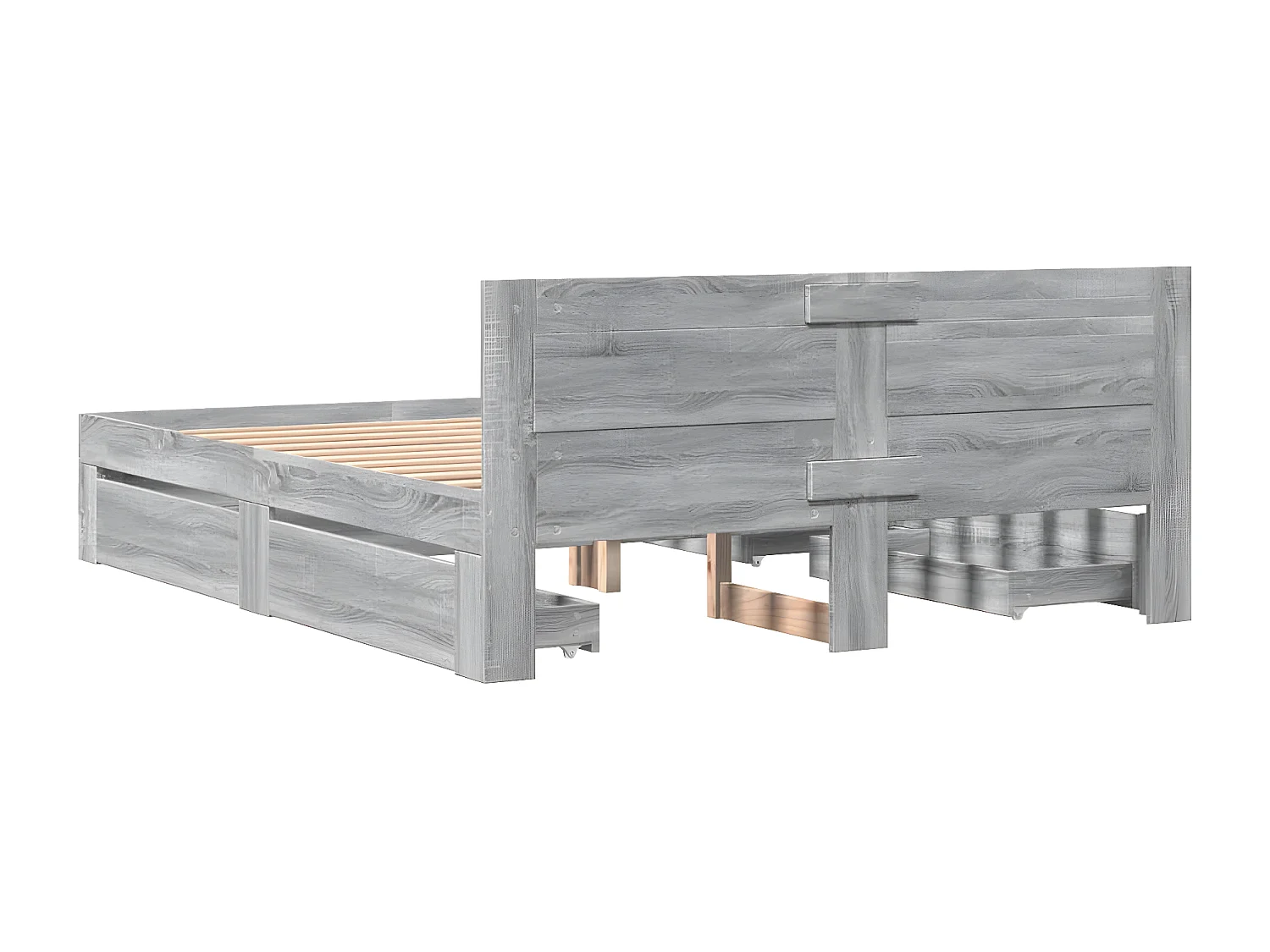 Cama con cabecero madera de ingeniería gris Sonoma 160x200 cm