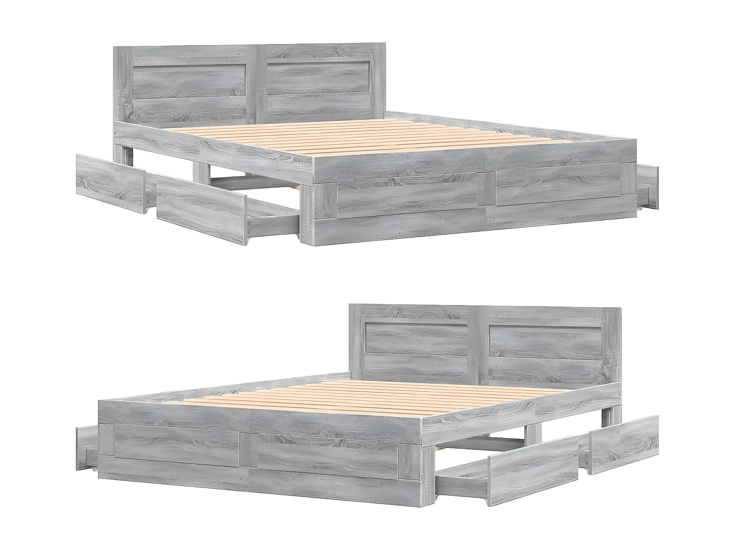 Cama con cabecero madera de ingeniería gris Sonoma 160x200 cm