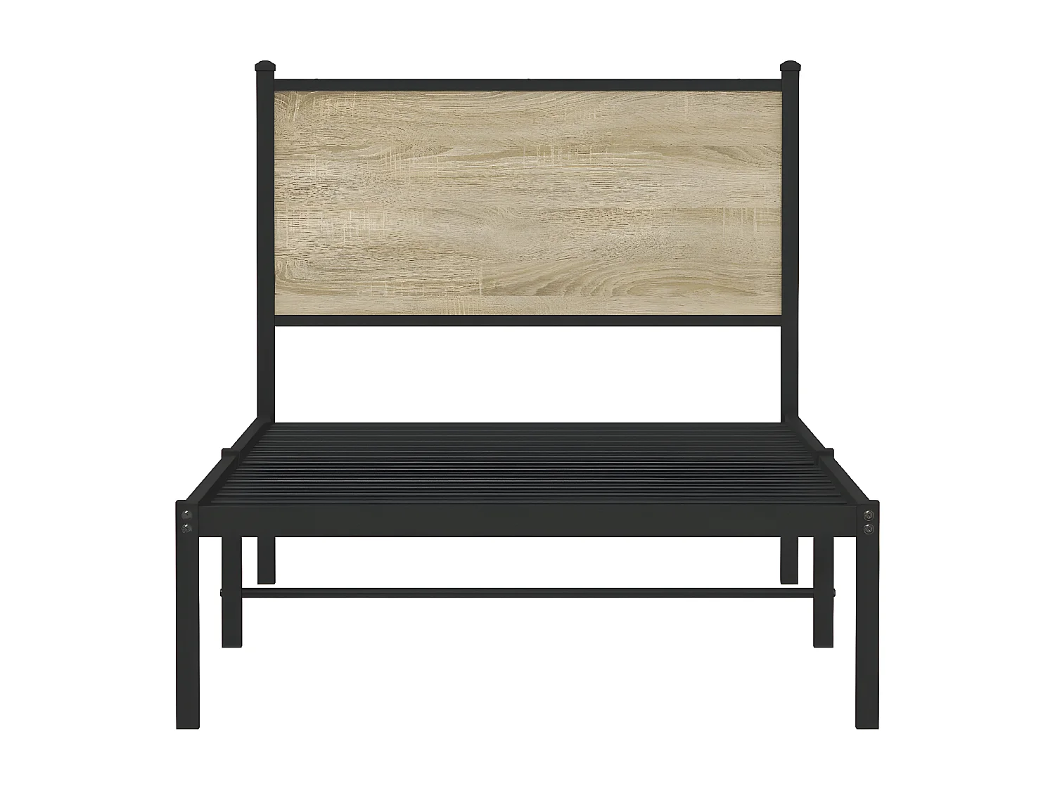 Estructura de cama con cabecero metal roble Sonoma 90x190 cm