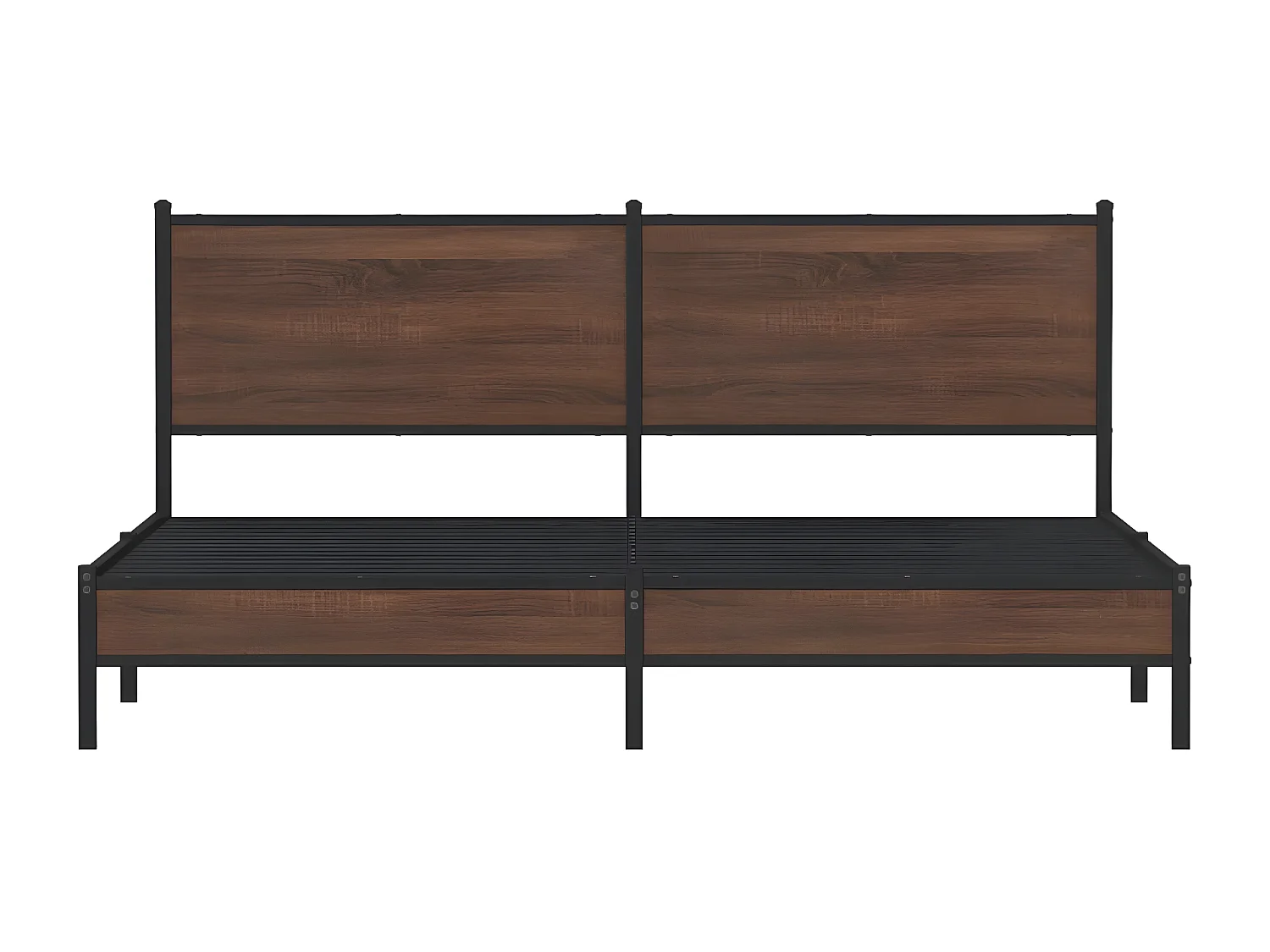 Estrutura cama com cabeceira 160x200 cm metal carvalho castanho
