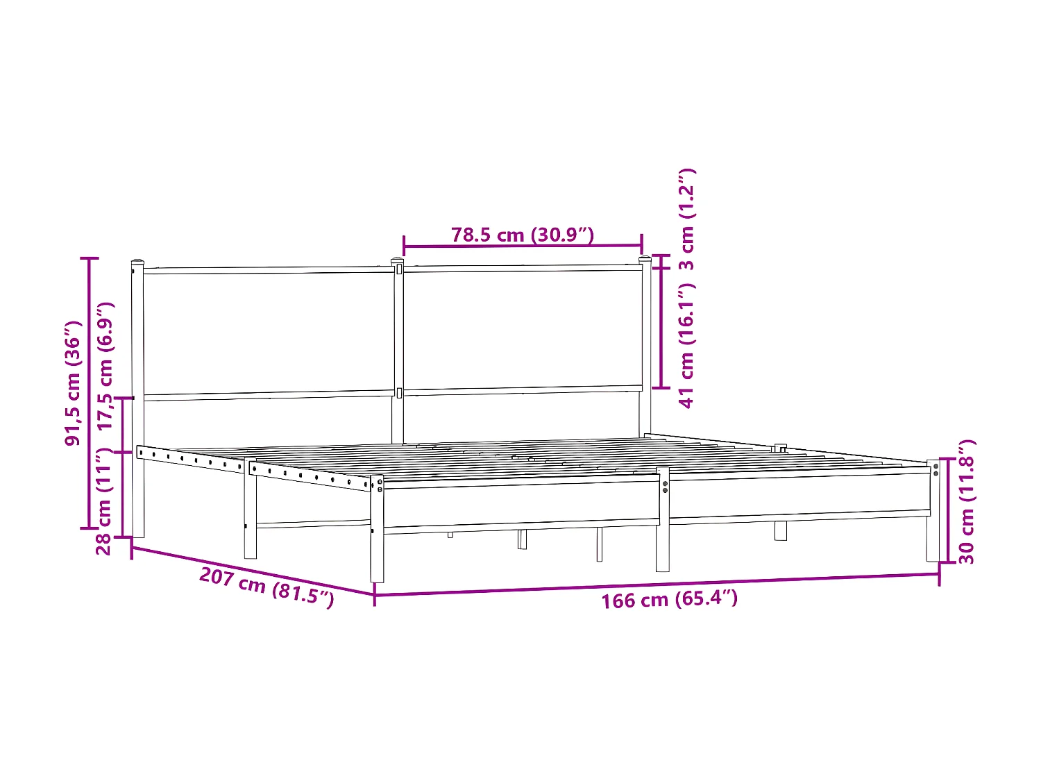 Cadre de lit en métal avec tête de lit chêne marron 160x200 cm
