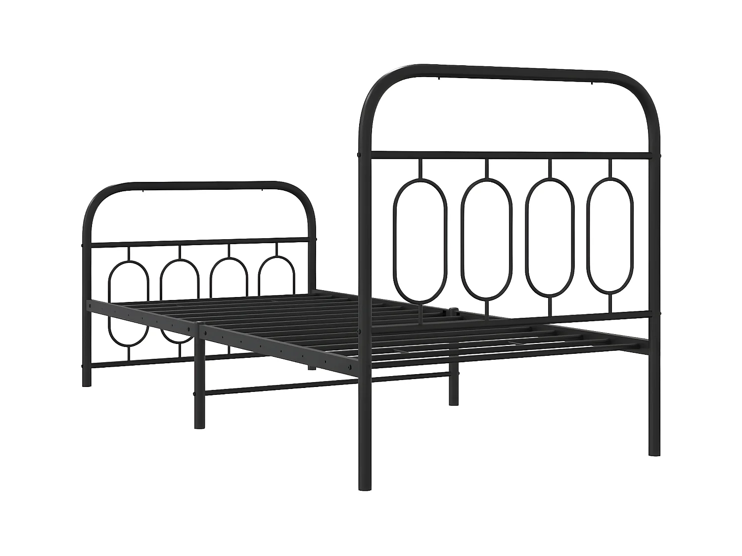 Estructura de cama con cabecero y estribo metal negro 90x190 cm