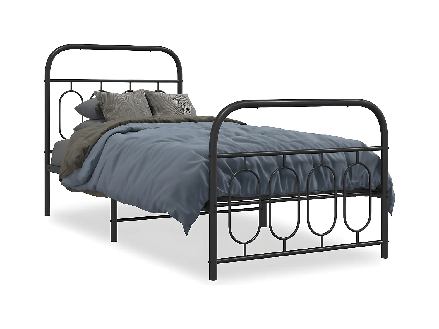 Estructura de cama con cabecero y estribo metal negro 90x190 cm