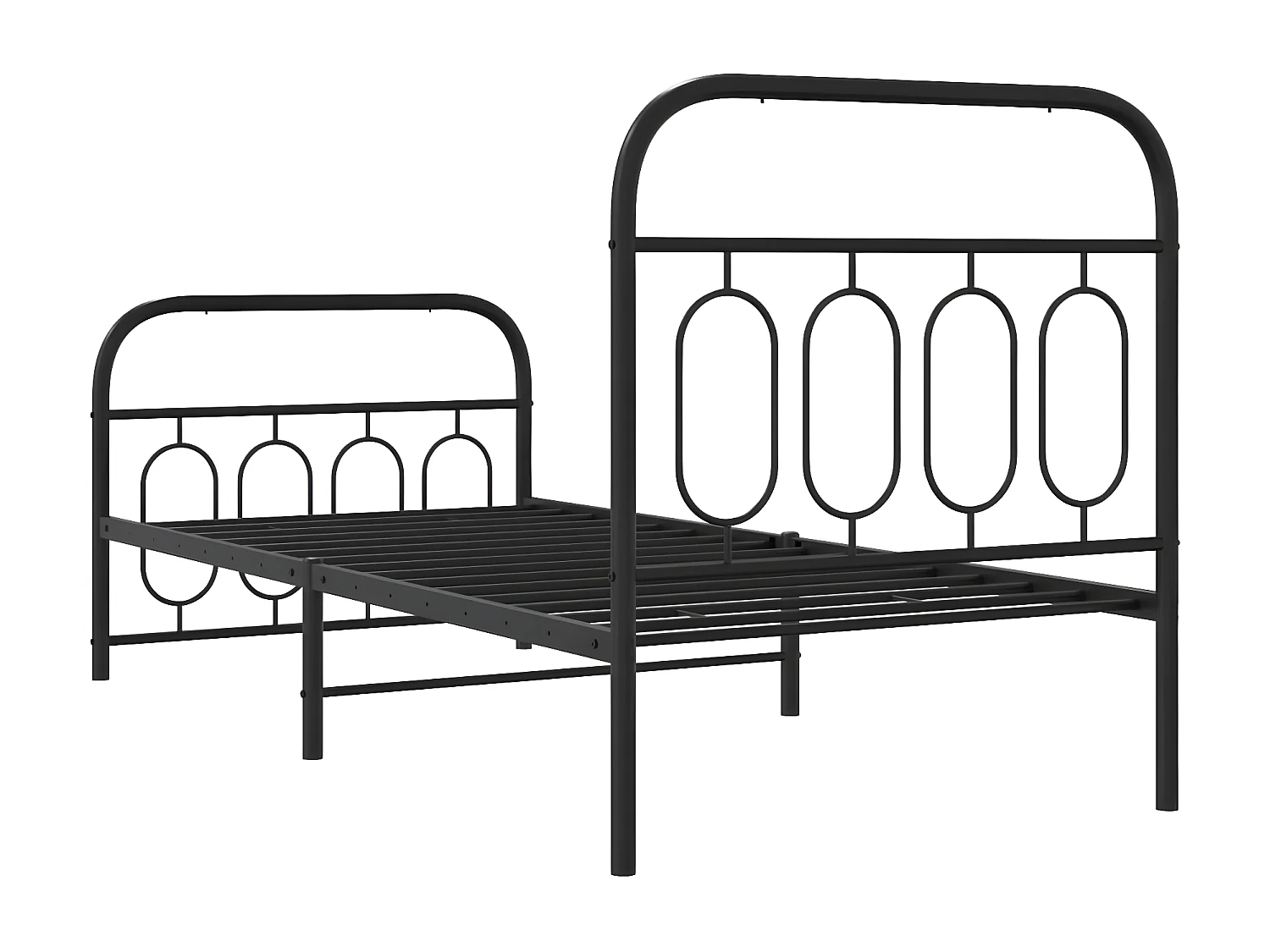 Cadre de lit métal avec tête de lit/pied de lit noir 90x190 cm