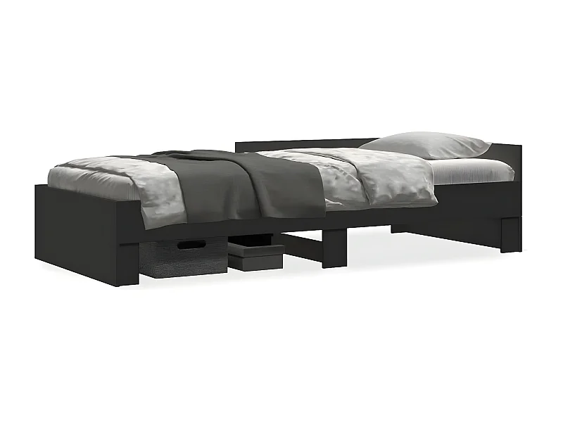 Estrutura de cama 75x190 cm derivados de madeira preto