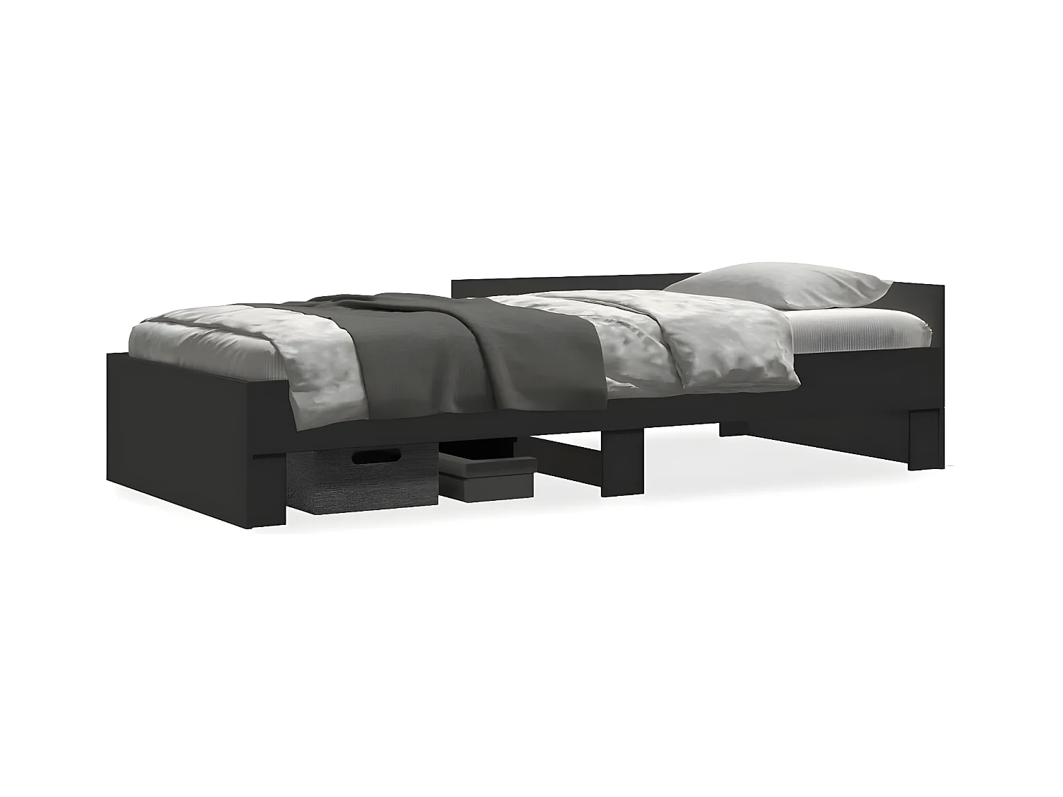 Estrutura de cama 75x190 cm derivados de madeira preto