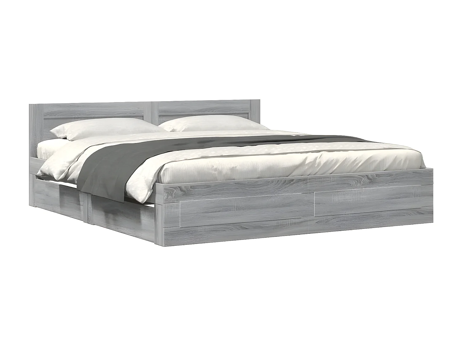 Cama con cabecero madera de ingeniería gris Sonoma 180x200 cm