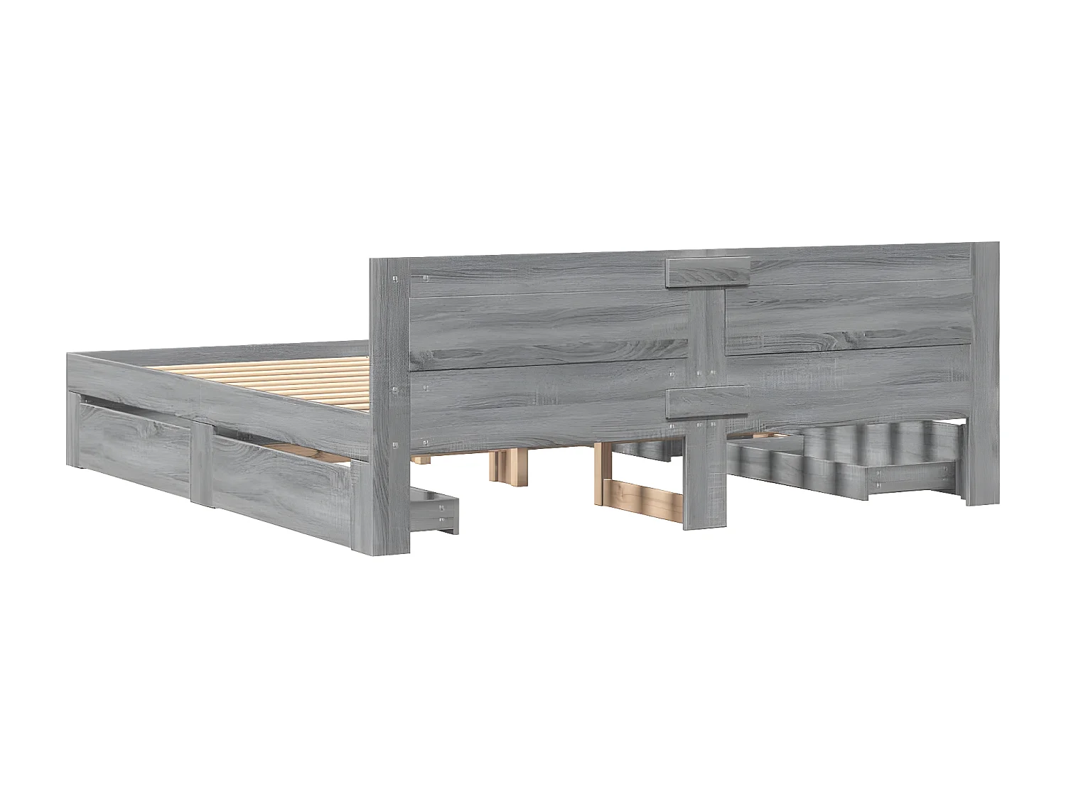 Cama con cabecero madera de ingeniería gris Sonoma 180x200 cm