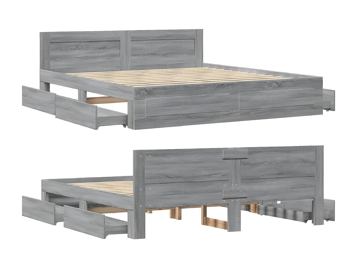 Cama con cabecero madera de ingeniería gris Sonoma 180x200 cm