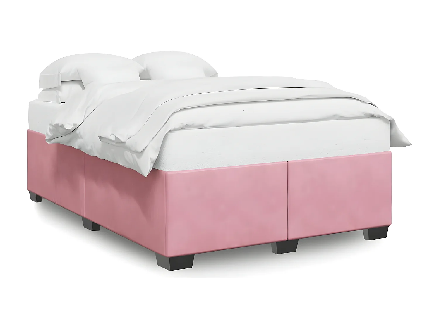 Estructura de cama de terciopelo rosa 140x190 cm