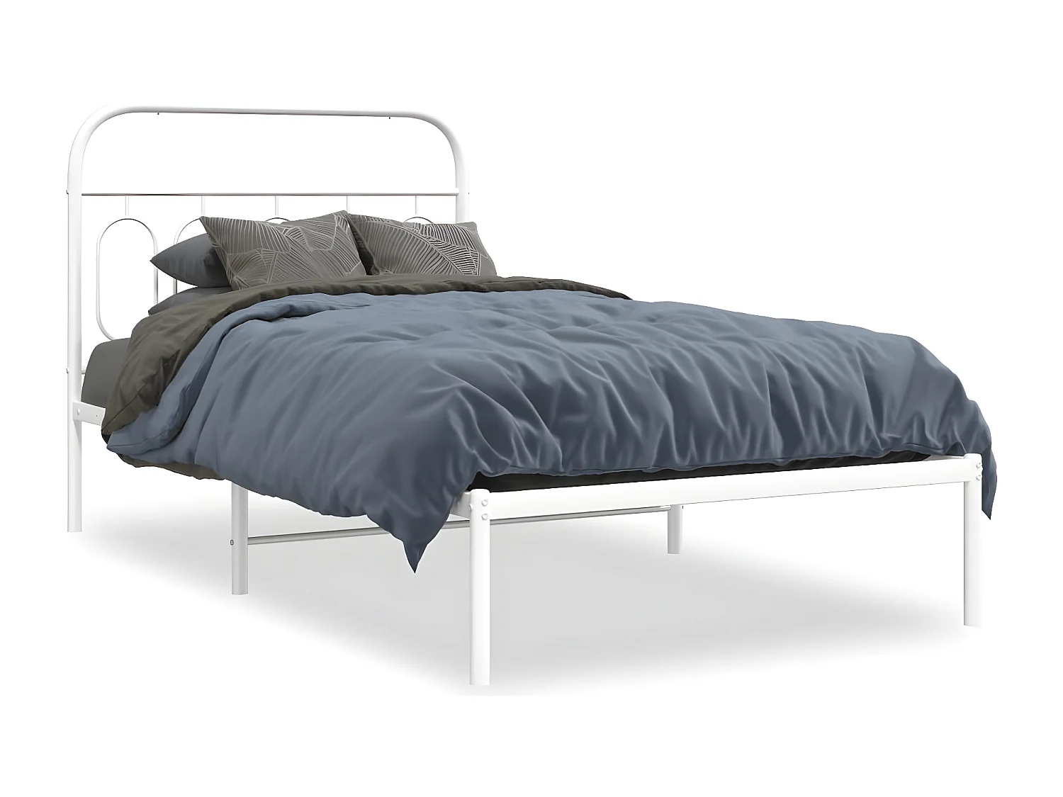 Estructura de cama de metal con cabecero blanco 100x200 cm